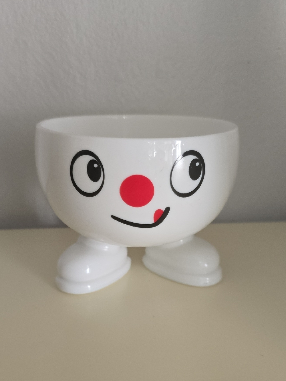 Vintage ARC International of France Yummy Smiley Face footed milk glass bowl.